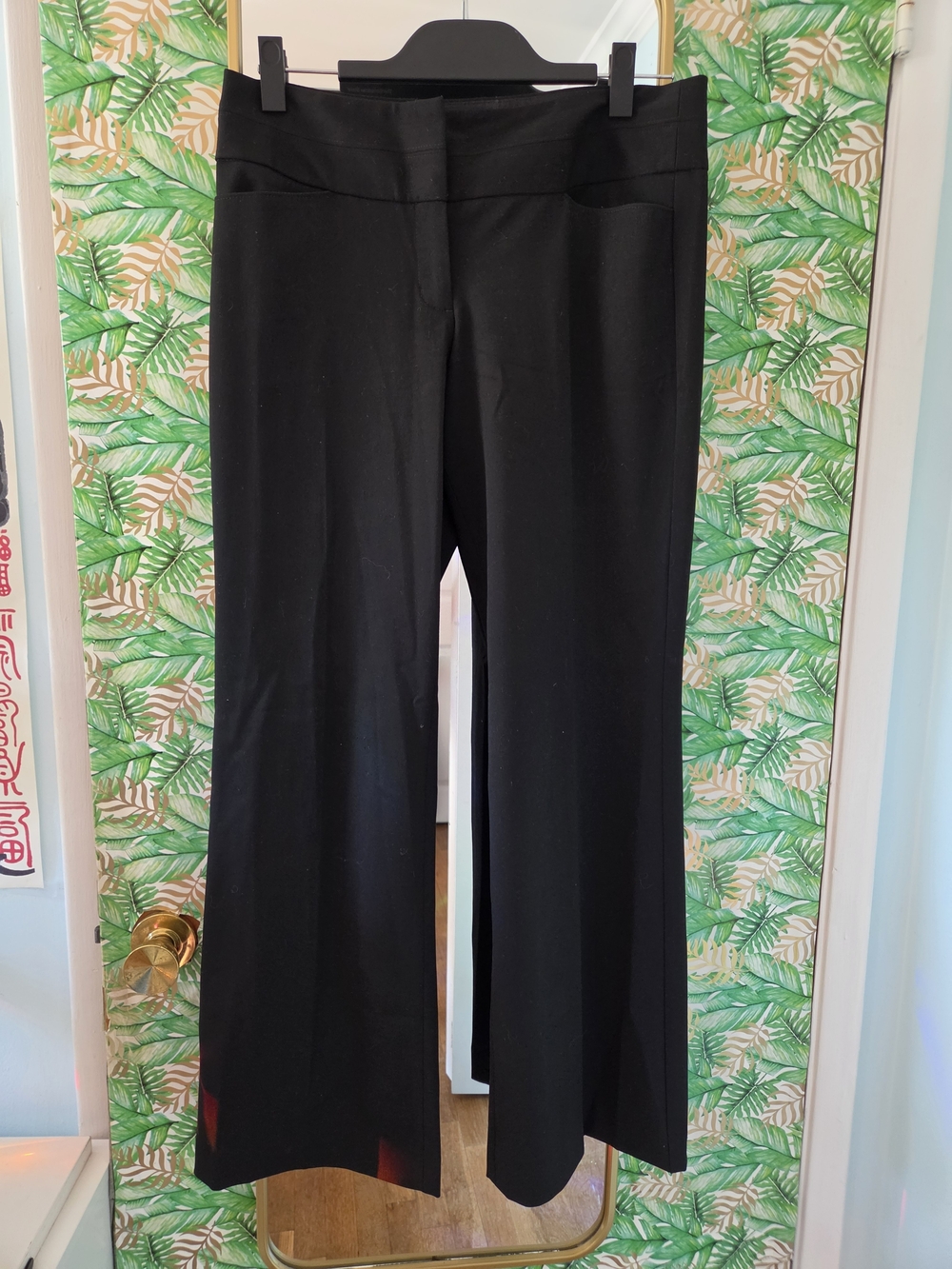 Express Editor Black Low Rise Wide/flare-Leg Dress Pants for Women